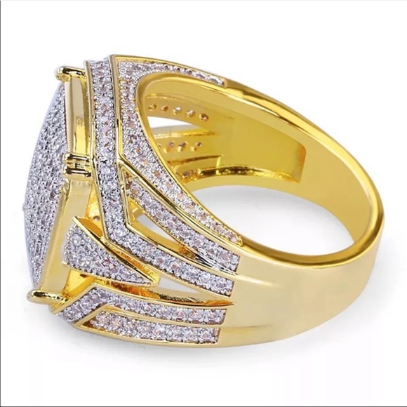 Luxury White Rhinestone Inlay Two Tone Party Ring - Picture 3 of 6